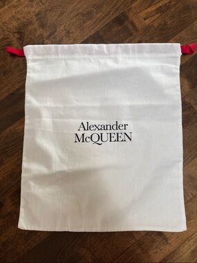 Alexander McQueen White Canvas Dust Bag with Red Drawstrings